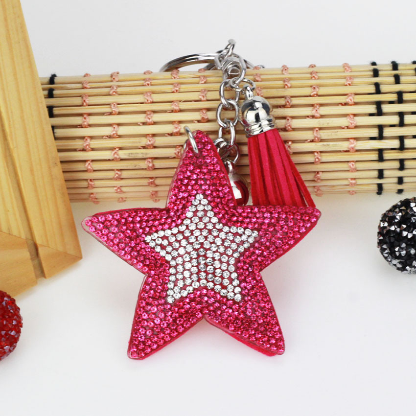 Creative five-pointed star bag charm, Korean velvet fashion tassel keychain, star gift decoration accessories wholesale