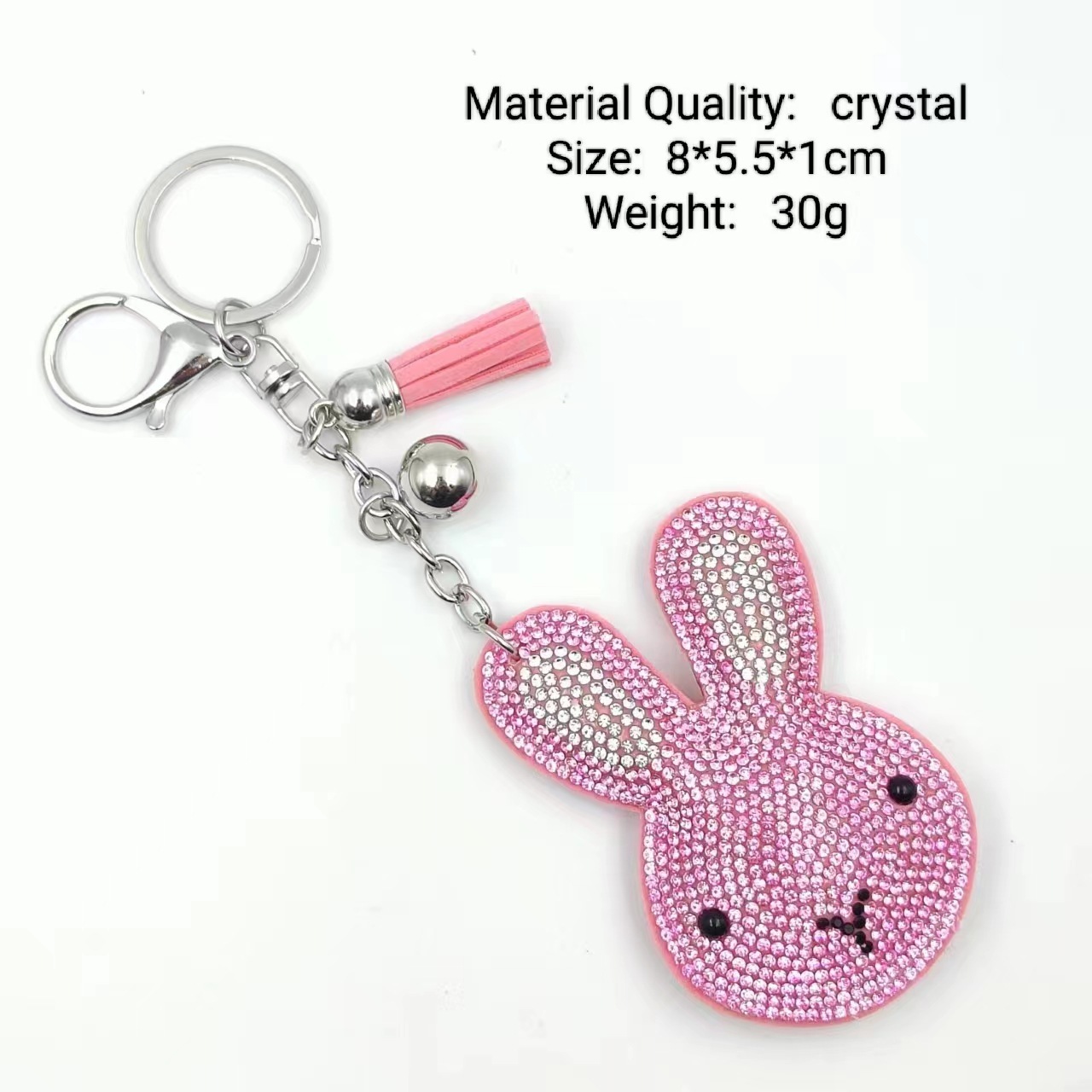 Factory direct sales of popular jewelry, bag charms, Korean velvet rhinestone cartoon rabbit head keychains on AliExpress.