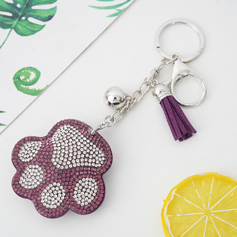 Hot-selling cross-border European and American creative cartoon bear paw rhinestone keychain, fashionable Japanese and Korean cute bag tassel pendant