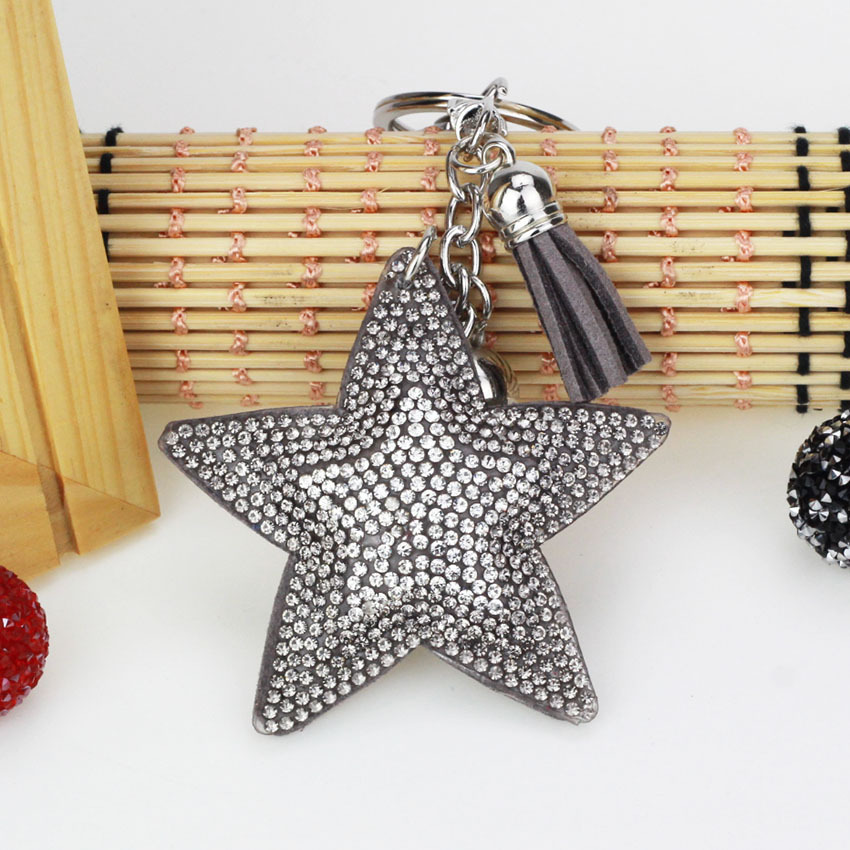 Creative five-pointed star bag charm, Korean velvet fashion tassel keychain, star gift decoration accessories wholesale