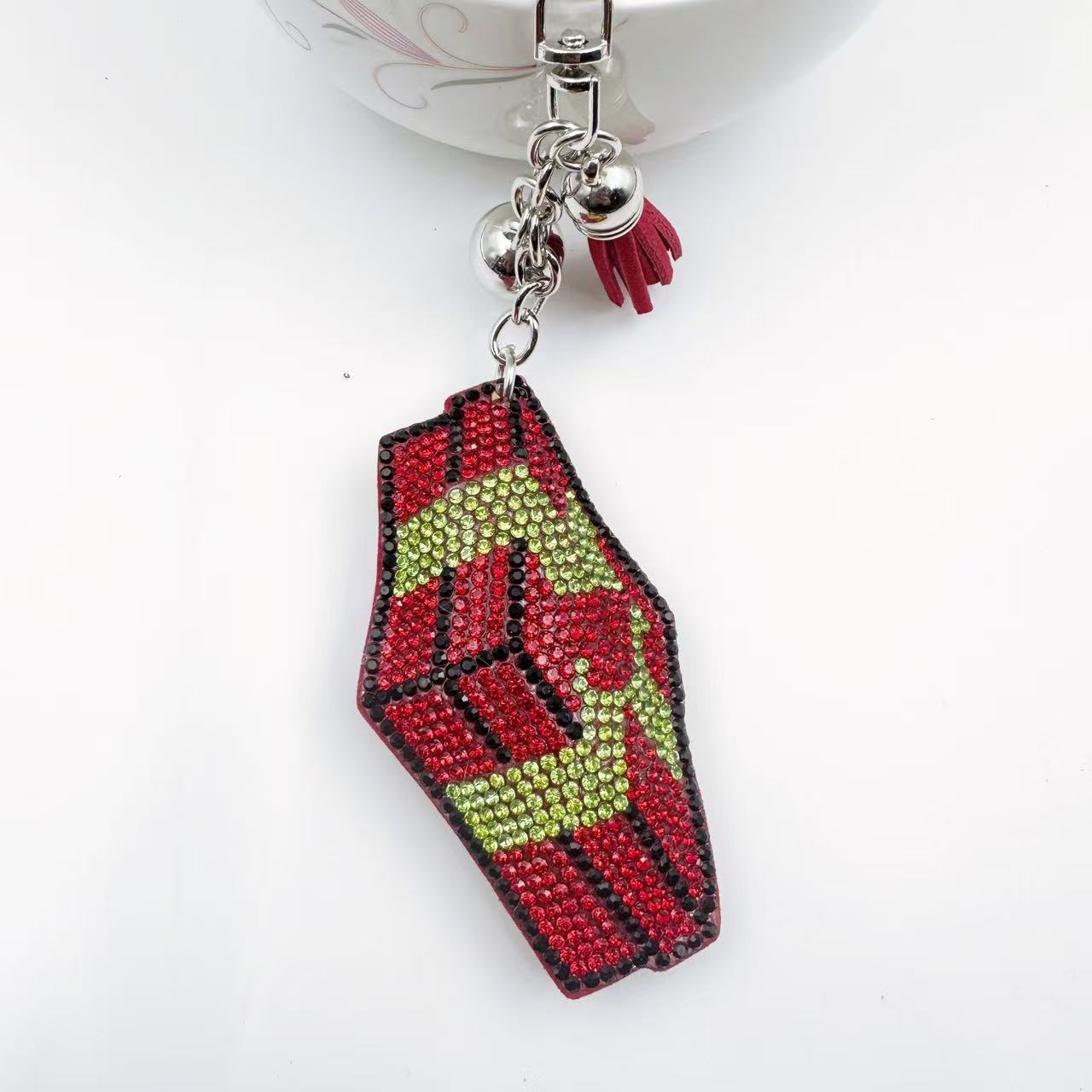 Christmas series of hot-fix rhinestone keychains, bag charms, rhinestone tassel decorative accessories wholesale