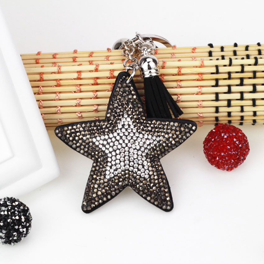 Wholesale five-pointed star pendant, velvet fashion tassel keychain, star gift decoration accessories