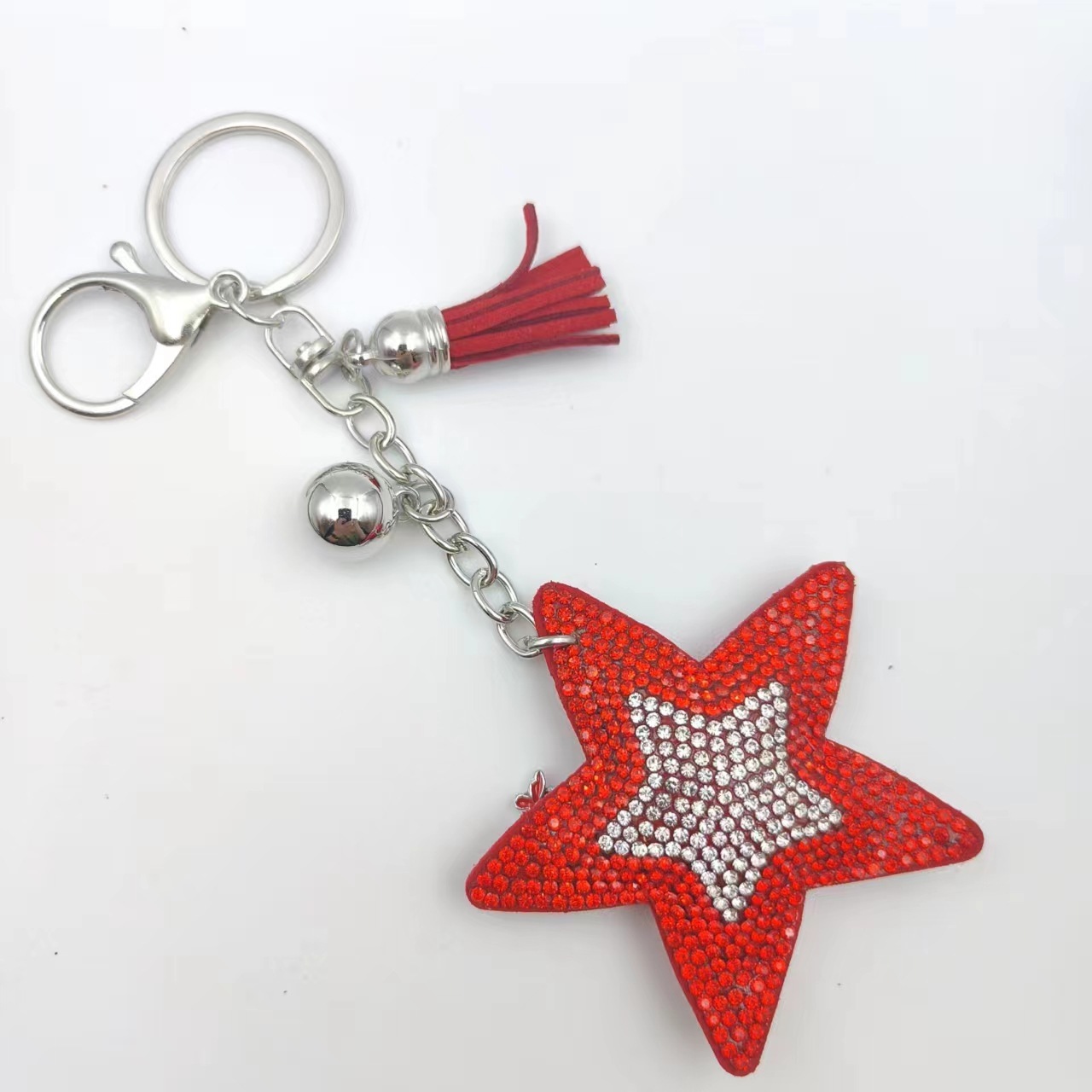 Creative five-pointed star bag charm, Korean velvet fashion tassel keychain, star gift decoration accessories wholesale