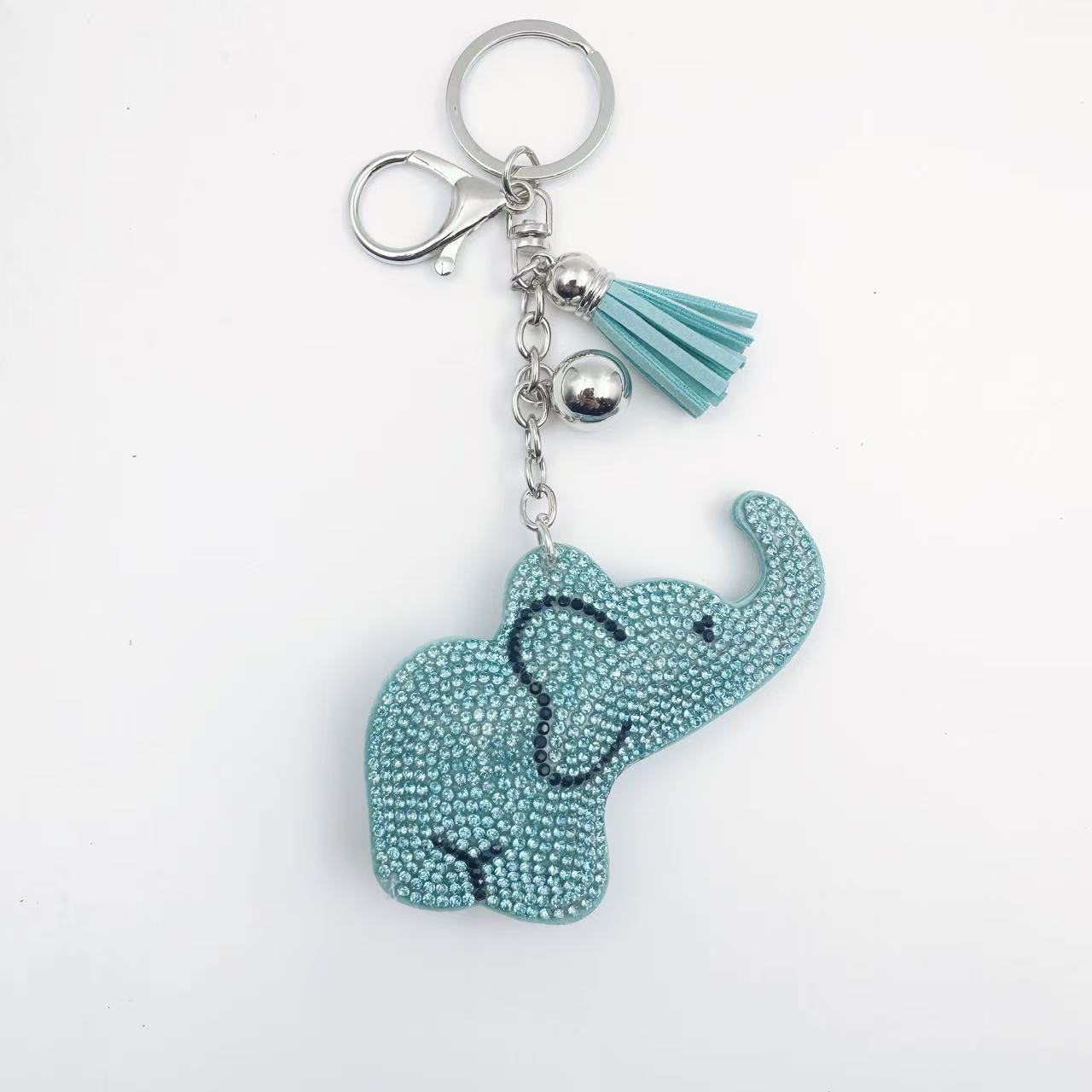 Cartoon Korean Style Rhinestone Elephant Keychain, Crystal Rhinestone Animal Elephant Keychain, Bag Pendant, Clothing Accessories