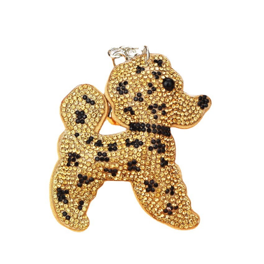 Cross-border e-commerce hot-selling two-tone teddy bear plush keychain with hot-fix rhinestones, fashionable plush tassel women's bag charm
