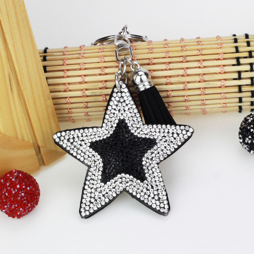 Creative five-pointed star bag charm, Korean velvet fashion tassel keychain, star gift decoration accessories wholesale