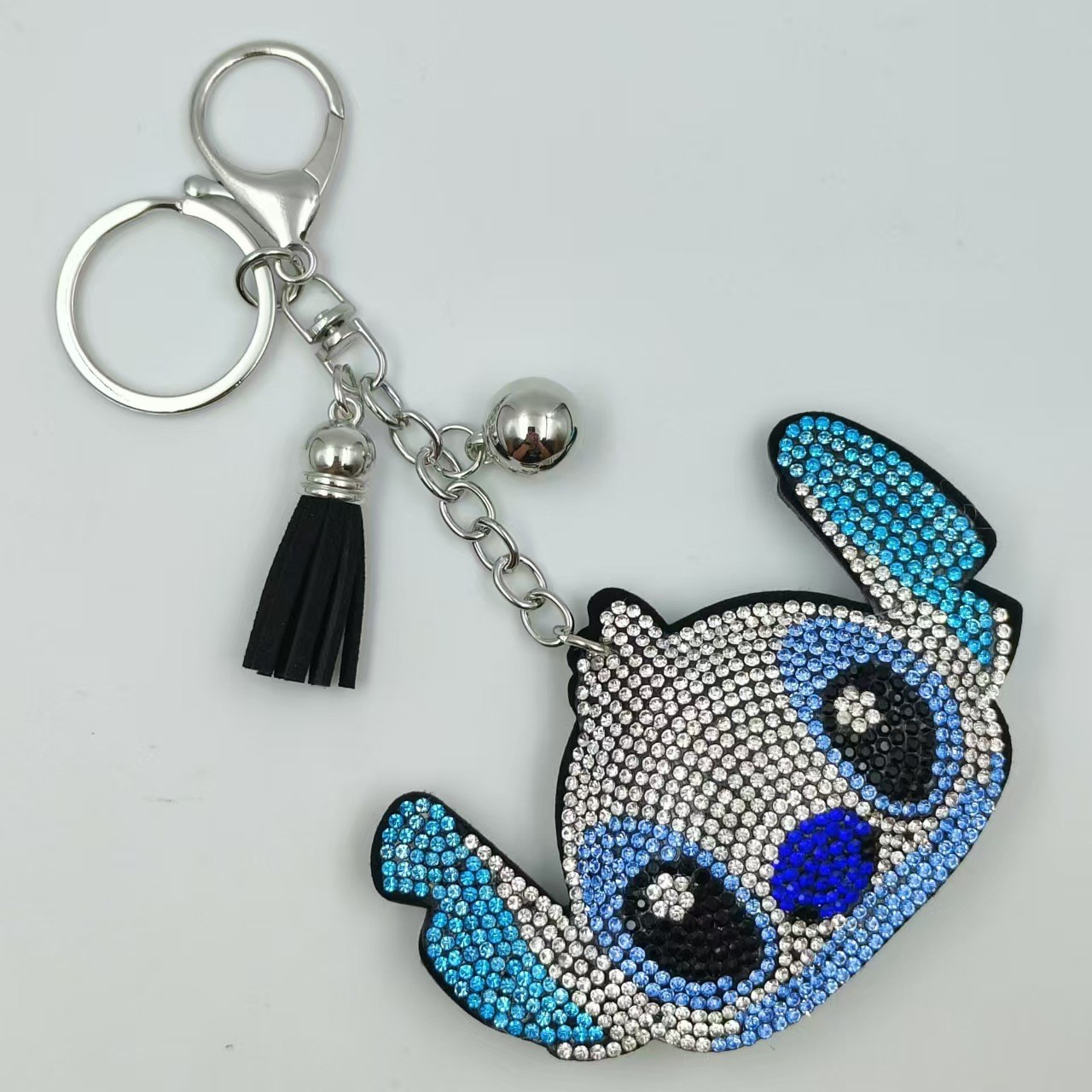 Korean-style rhinestone cartoon keychain, Stitch key chain, bag charm, DIY jewelry and accessories.