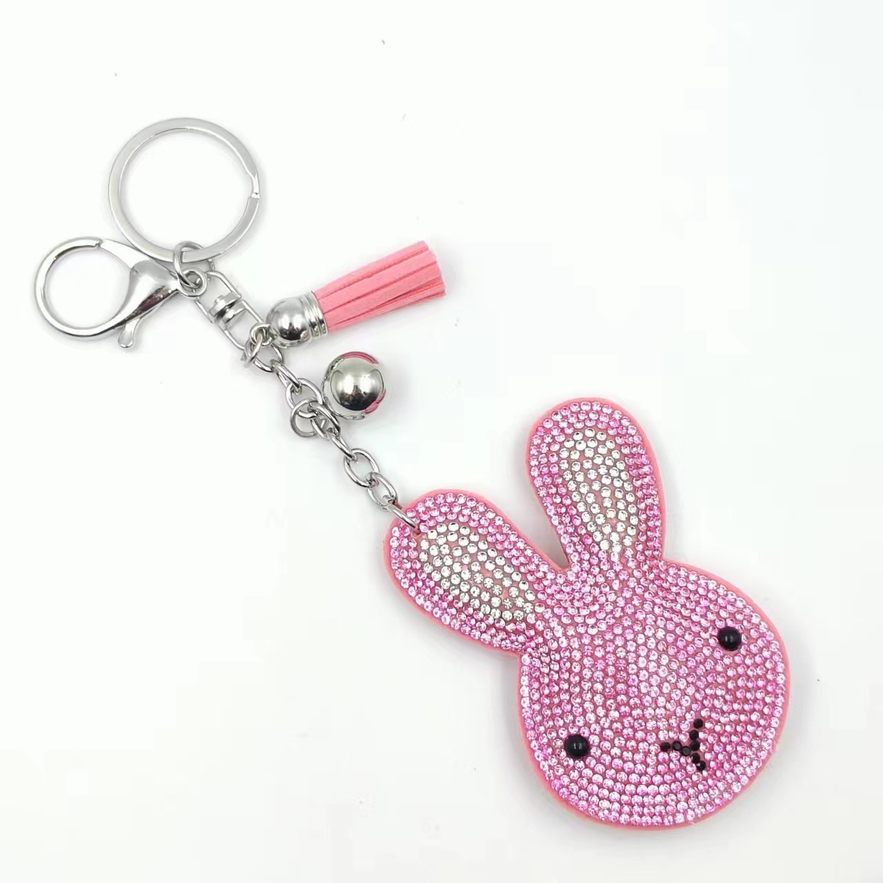 Factory direct sales of popular jewelry, bag charms, Korean velvet rhinestone cartoon rabbit head keychains on AliExpress.