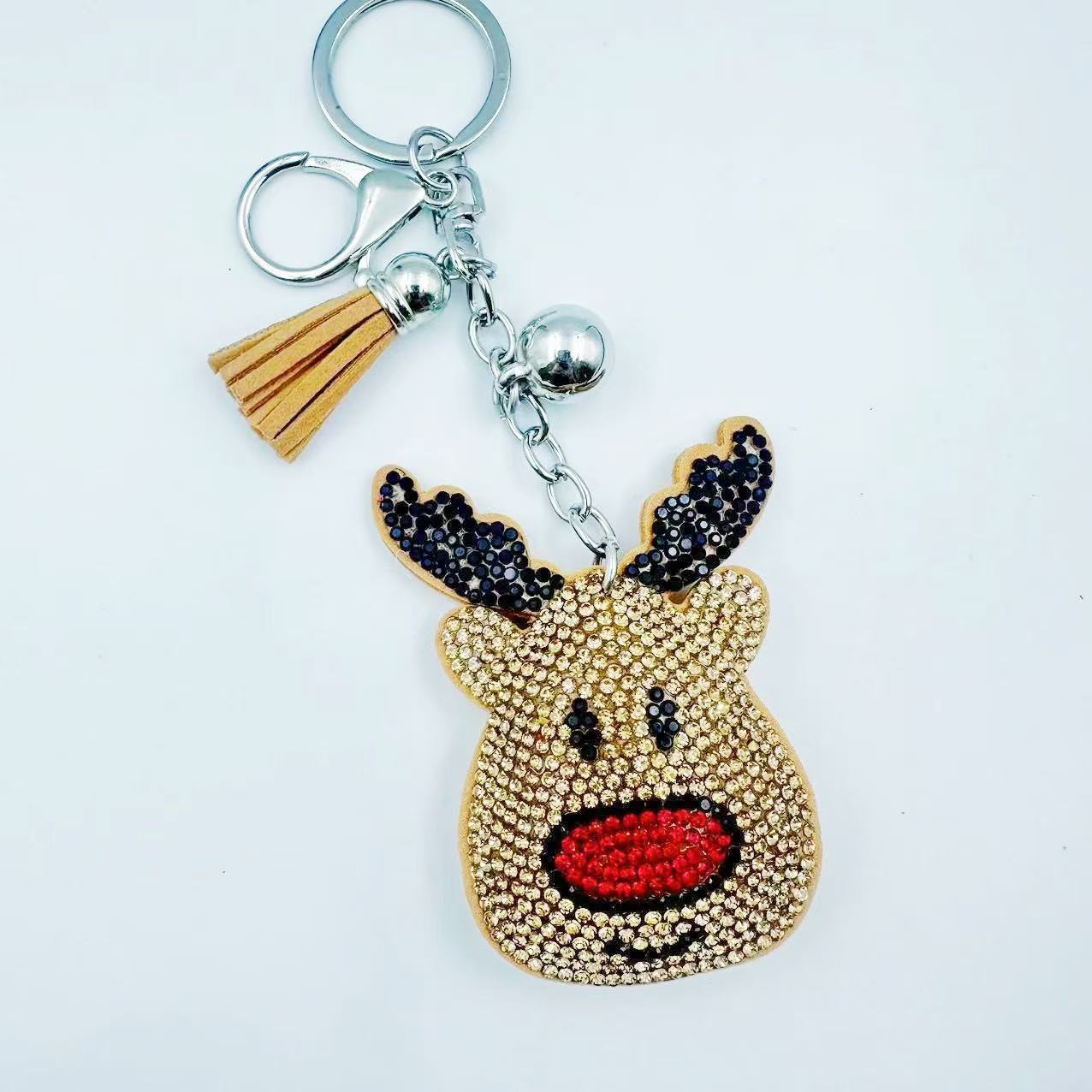 New Christmas series of export jewelry, rhinestone keychains, bag pendants, rhinestone tassel decorative accessories wholesale.
