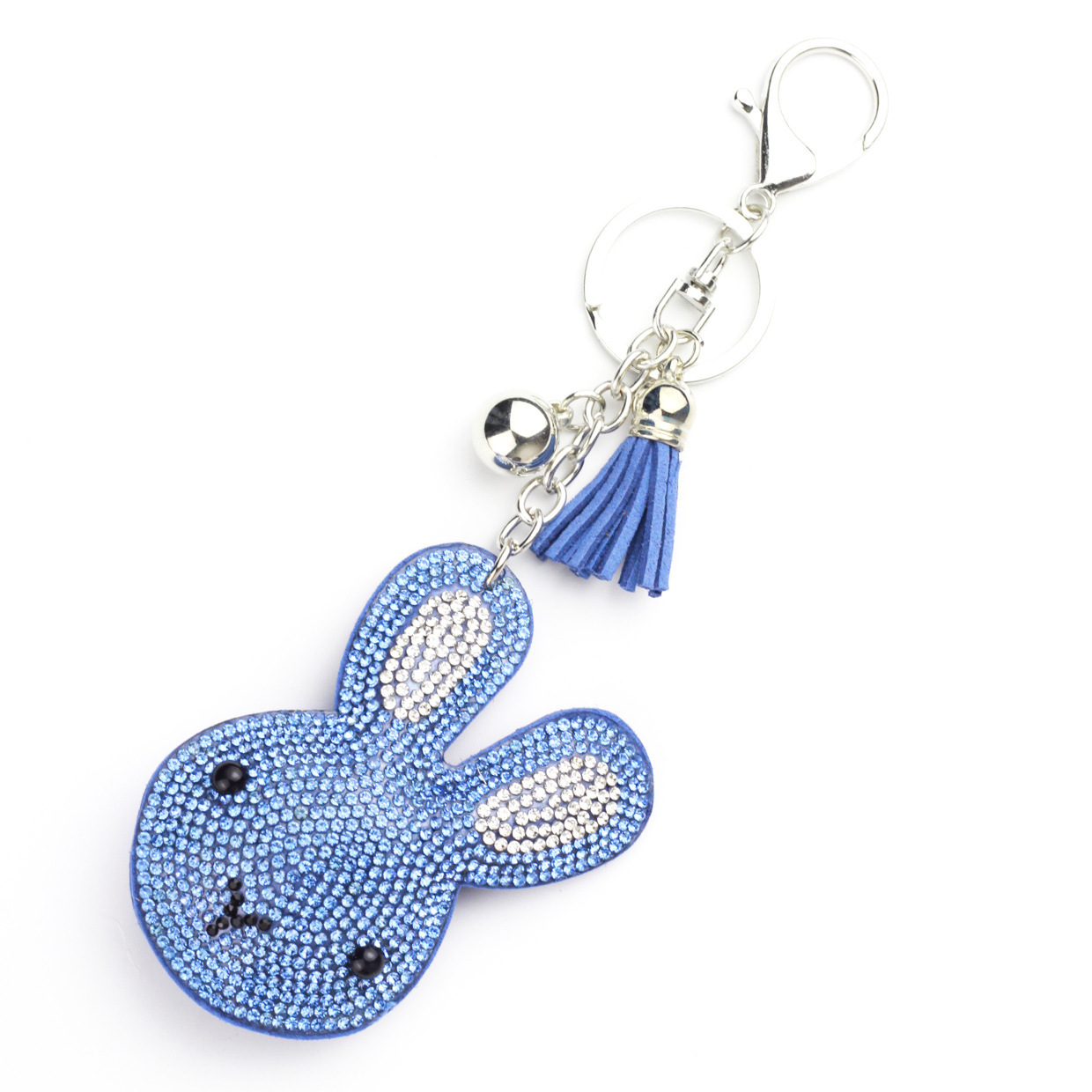 Factory direct sales of popular jewelry, bag charms, Korean velvet rhinestone cartoon rabbit head keychains on AliExpress.