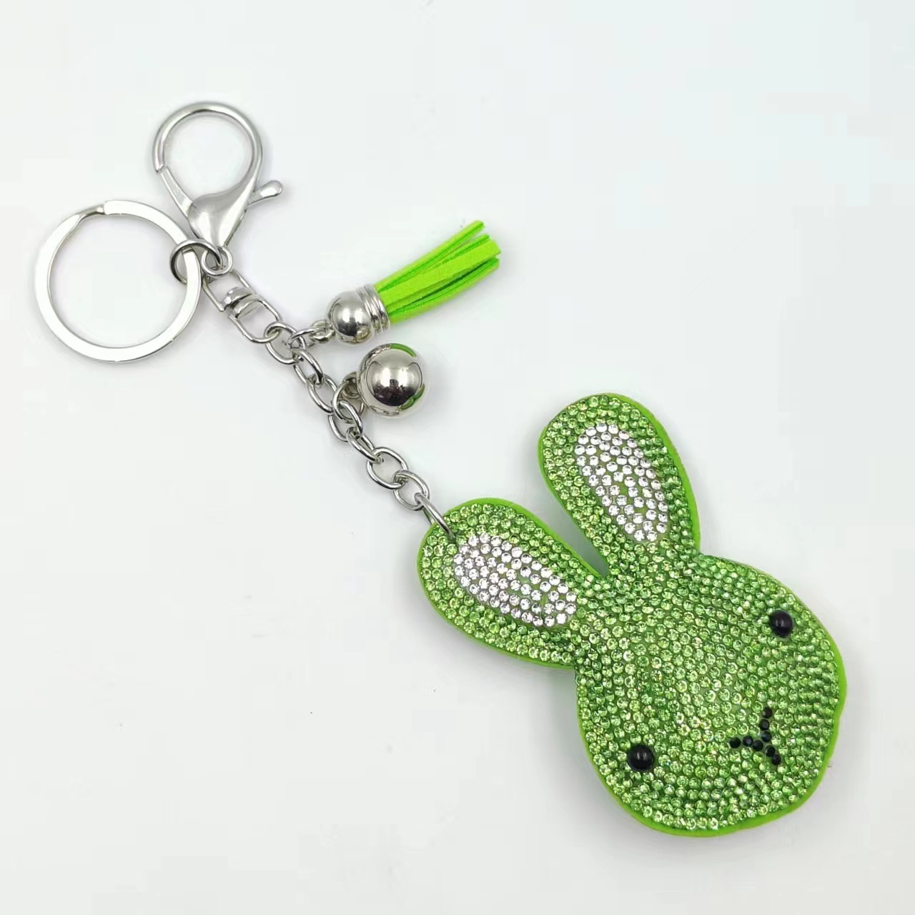 Factory direct sales of popular jewelry, bag charms, Korean velvet rhinestone cartoon rabbit head keychains on AliExpress.
