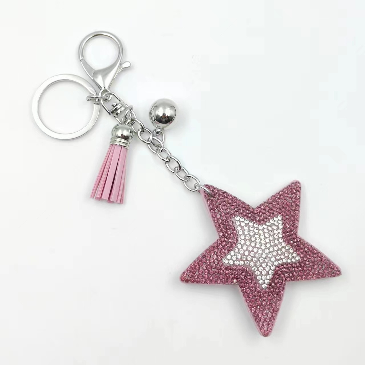 Creative five-pointed star bag charm, Korean velvet fashion tassel keychain, star gift decoration accessories wholesale