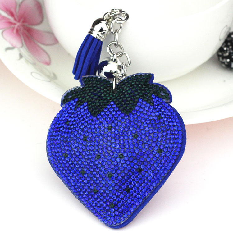Wholesale rhinestone-encrusted strawberry keychains