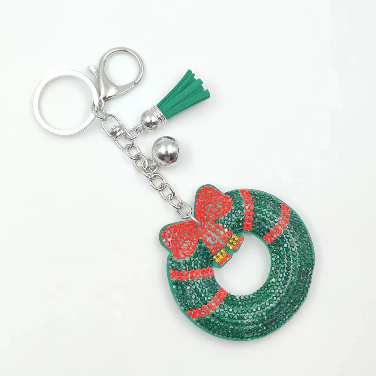 New Christmas series of export jewelry, rhinestone keychains, bag pendants, rhinestone tassel decorative accessories wholesale.