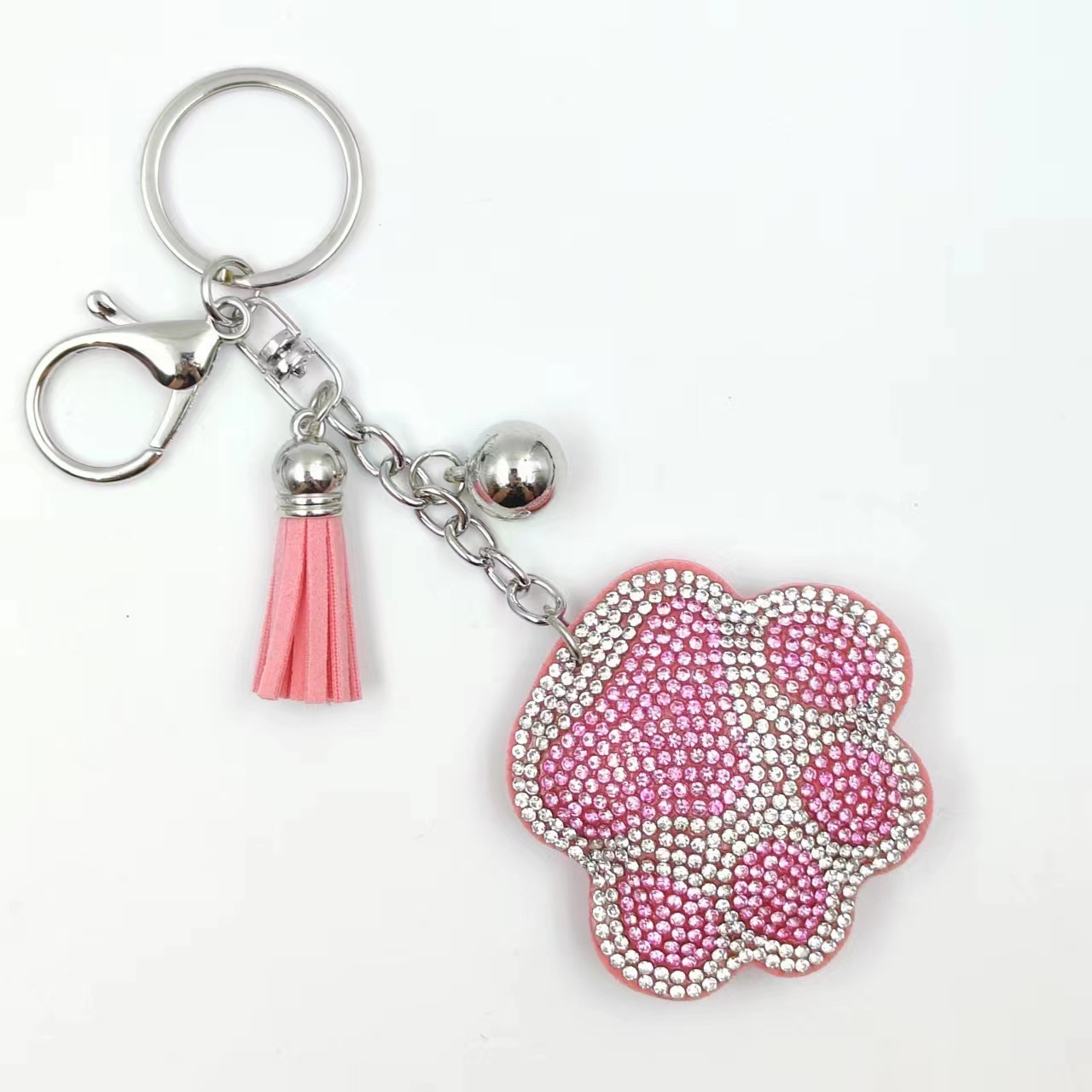 Hot-selling cross-border European and American creative cartoon bear paw rhinestone keychain, fashionable Japanese and Korean cute bag tassel pendant