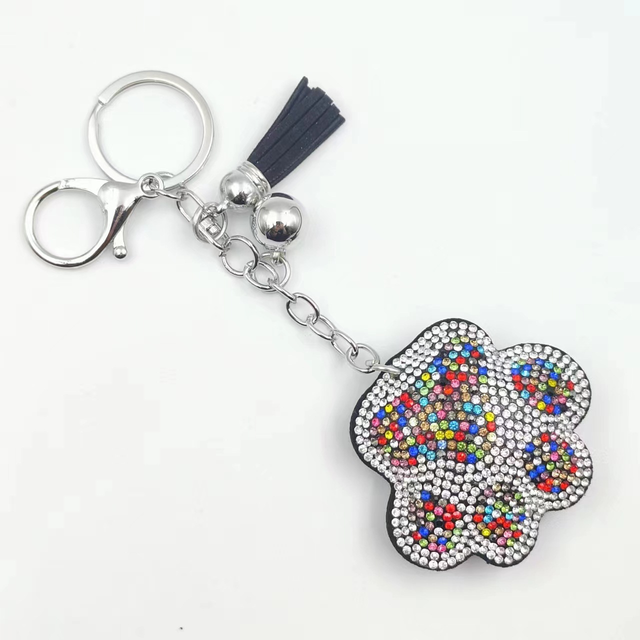 Hot-selling cross-border European and American creative cartoon bear paw rhinestone keychain, fashionable Japanese and Korean cute bag tassel pendant