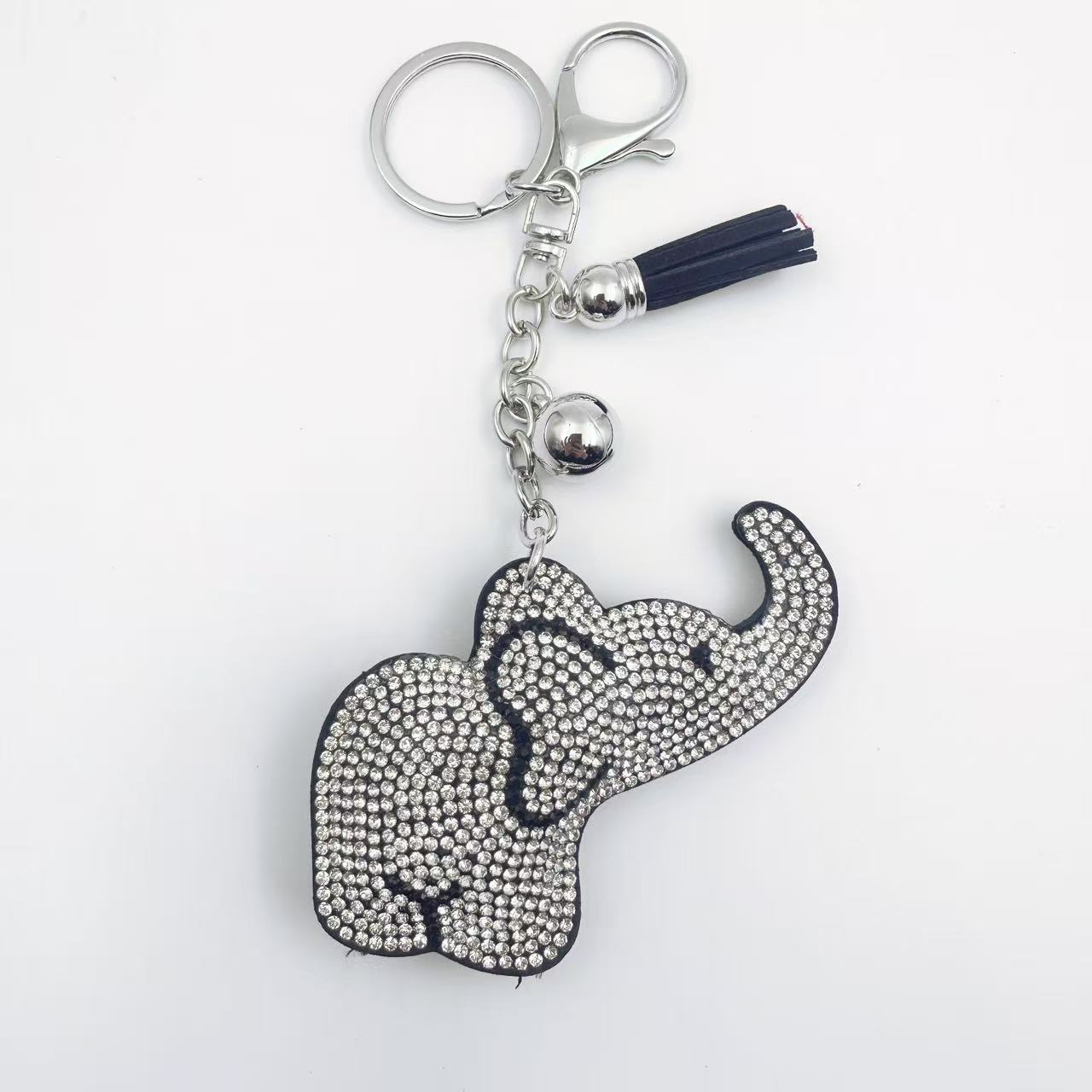 Cartoon Korean Style Rhinestone Elephant Keychain, Crystal Rhinestone Animal Elephant Keychain, Bag Pendant, Clothing Accessories