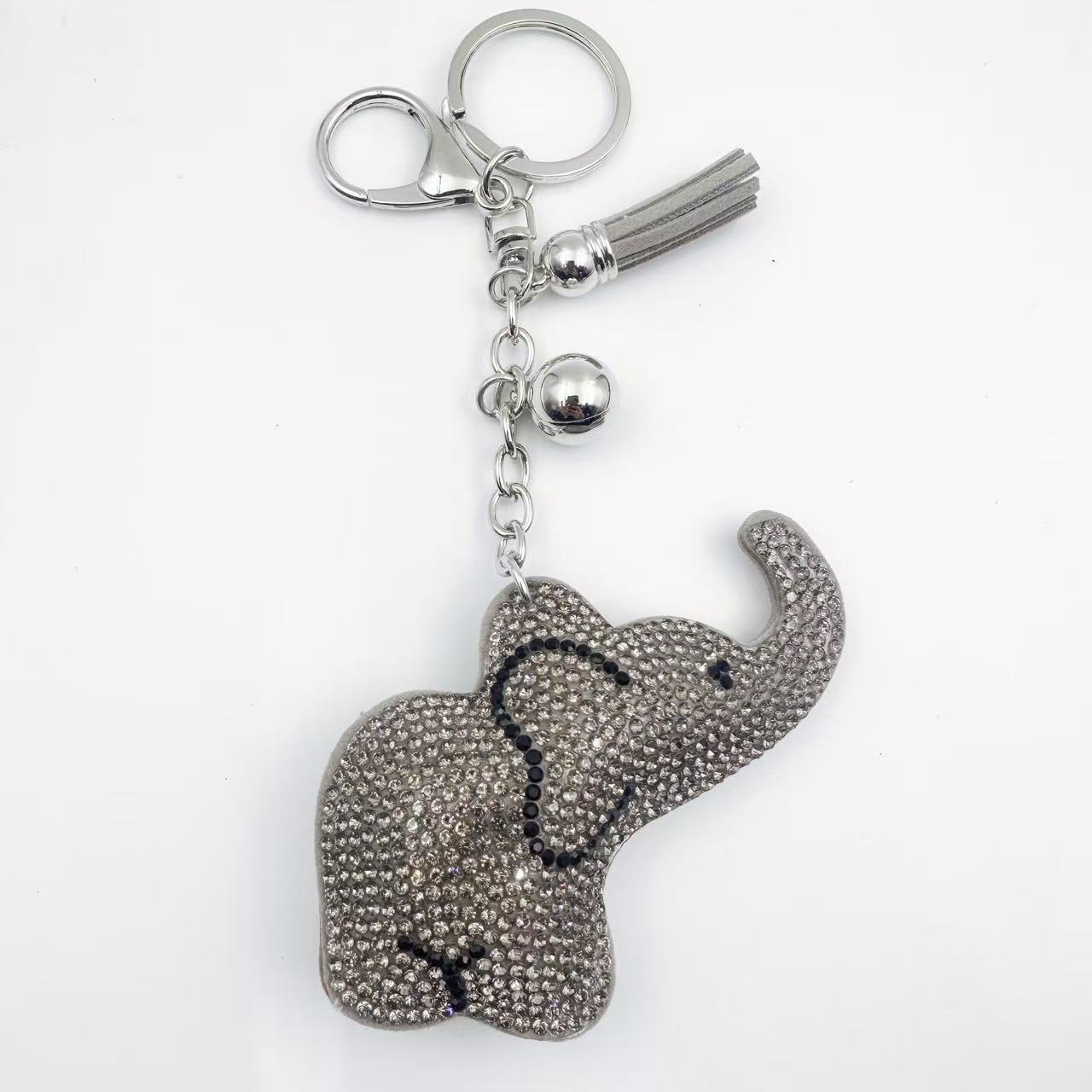 Cartoon Korean Style Rhinestone Elephant Keychain, Crystal Rhinestone Animal Elephant Keychain, Bag Pendant, Clothing Accessories