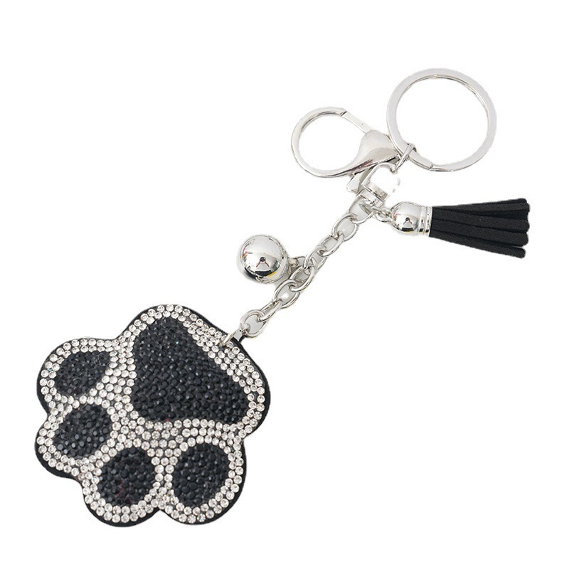Hot-selling cross-border European and American creative cartoon bear paw rhinestone keychain, fashionable Japanese and Korean cute bag tassel pendant