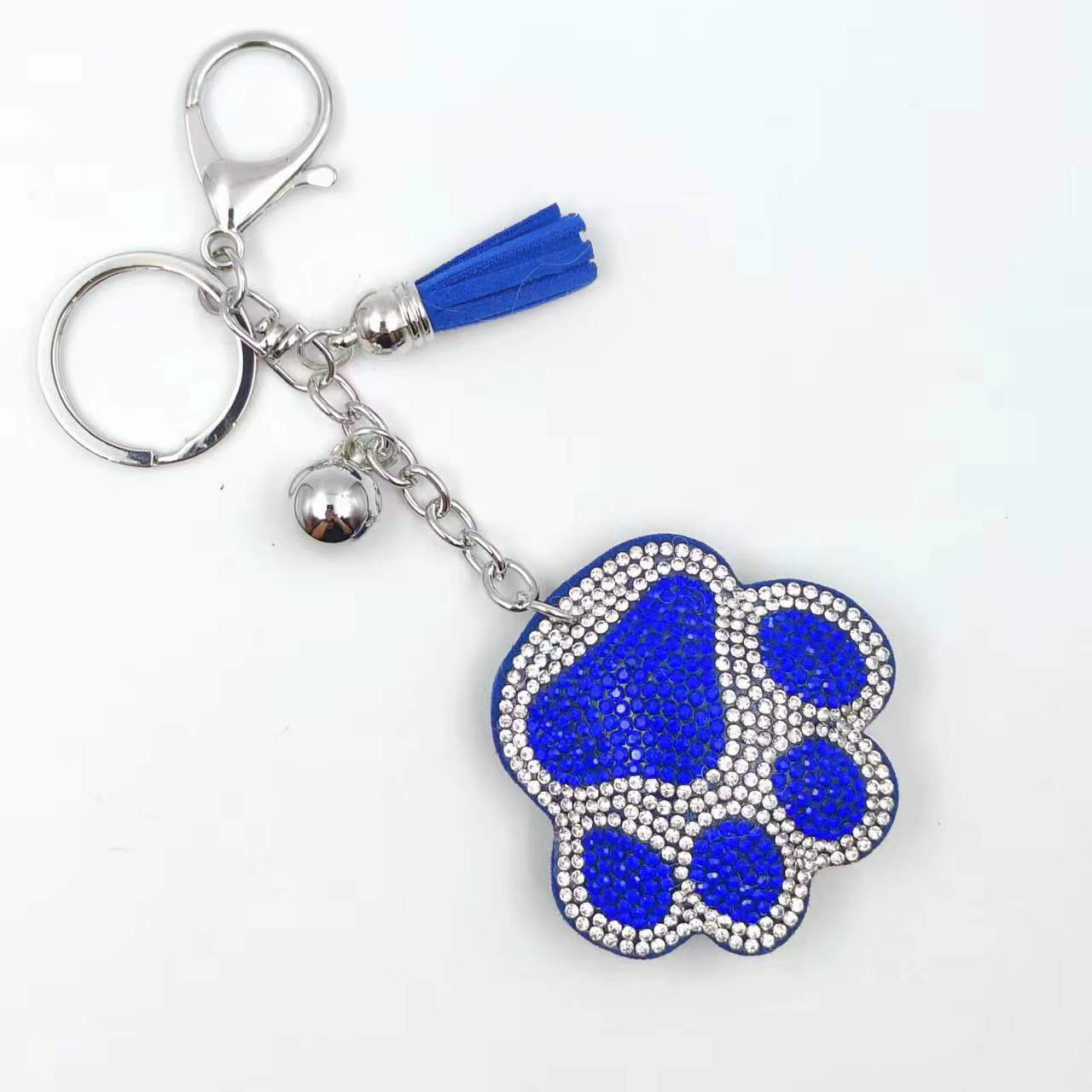 Hot-selling cross-border European and American creative cartoon bear paw rhinestone keychain, fashionable Japanese and Korean cute bag tassel pendant