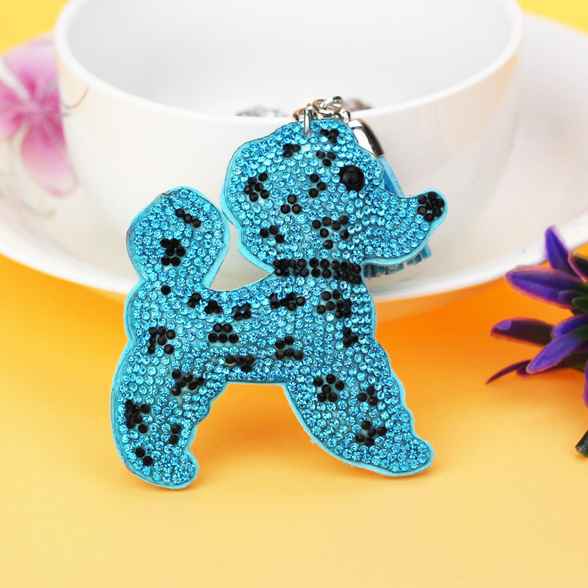 Wholesale two-tone teddy bear plush keychains with hot-fix rhinestones, fashionable plush tassel women's bag charms
