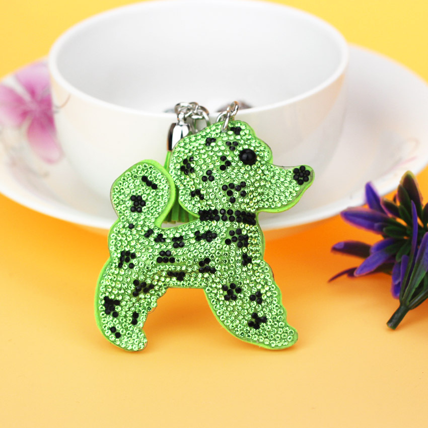 Cross-border e-commerce hot-selling two-tone teddy bear plush keychain with hot-fix rhinestones, fashionable plush tassel women's bag charm