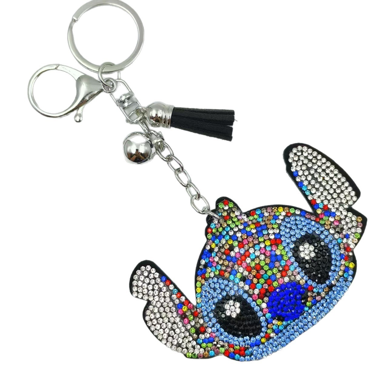 Korean-style rhinestone cartoon keychain, Stitch key chain, bag charm, DIY jewelry and accessories.