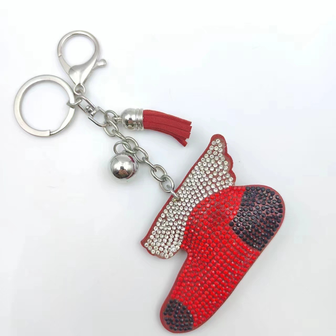 Christmas series of hot-fix rhinestone keychains, bag charms, rhinestone tassel decorative accessories wholesale
