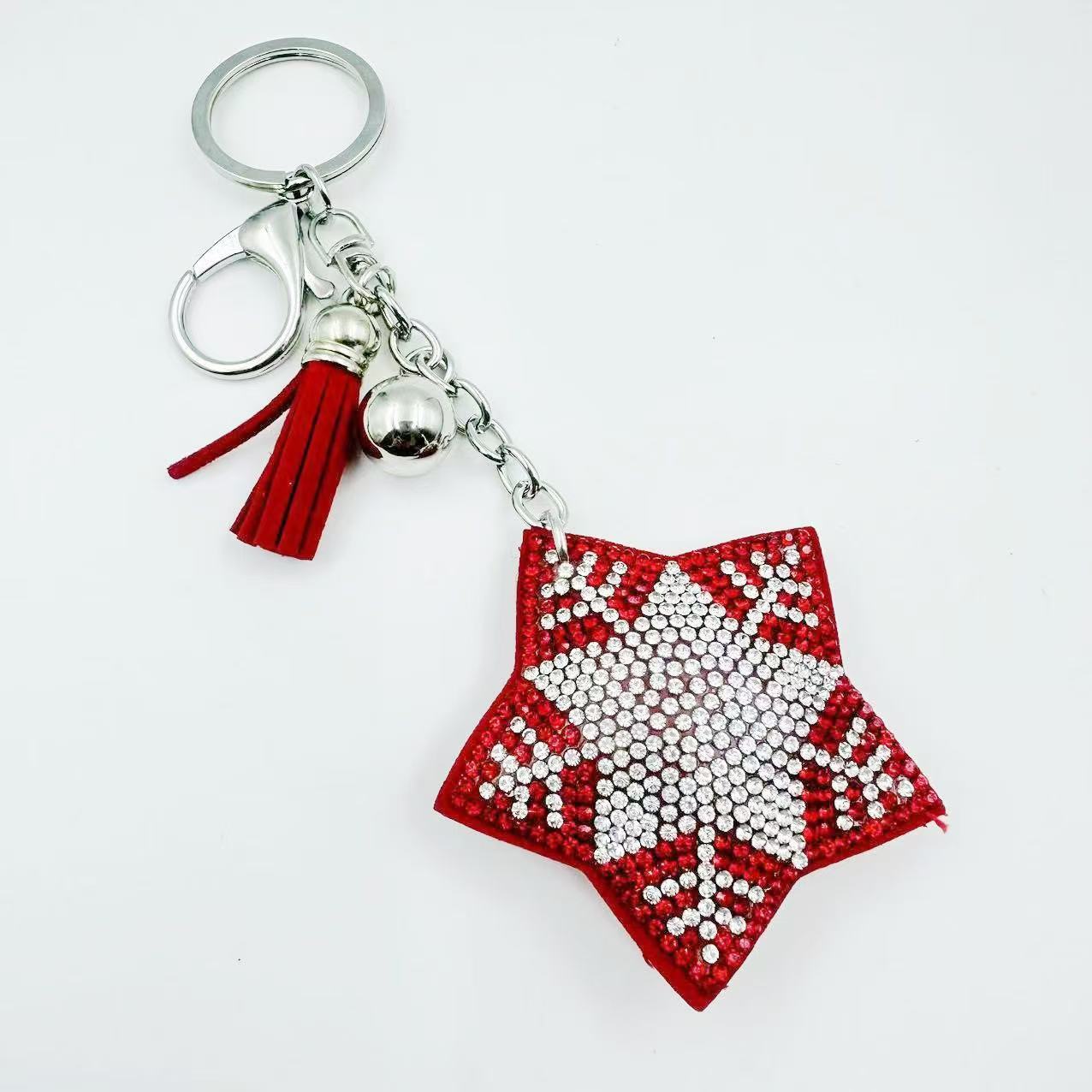 New Christmas series of export jewelry, rhinestone keychains, bag pendants, rhinestone tassel decorative accessories wholesale.