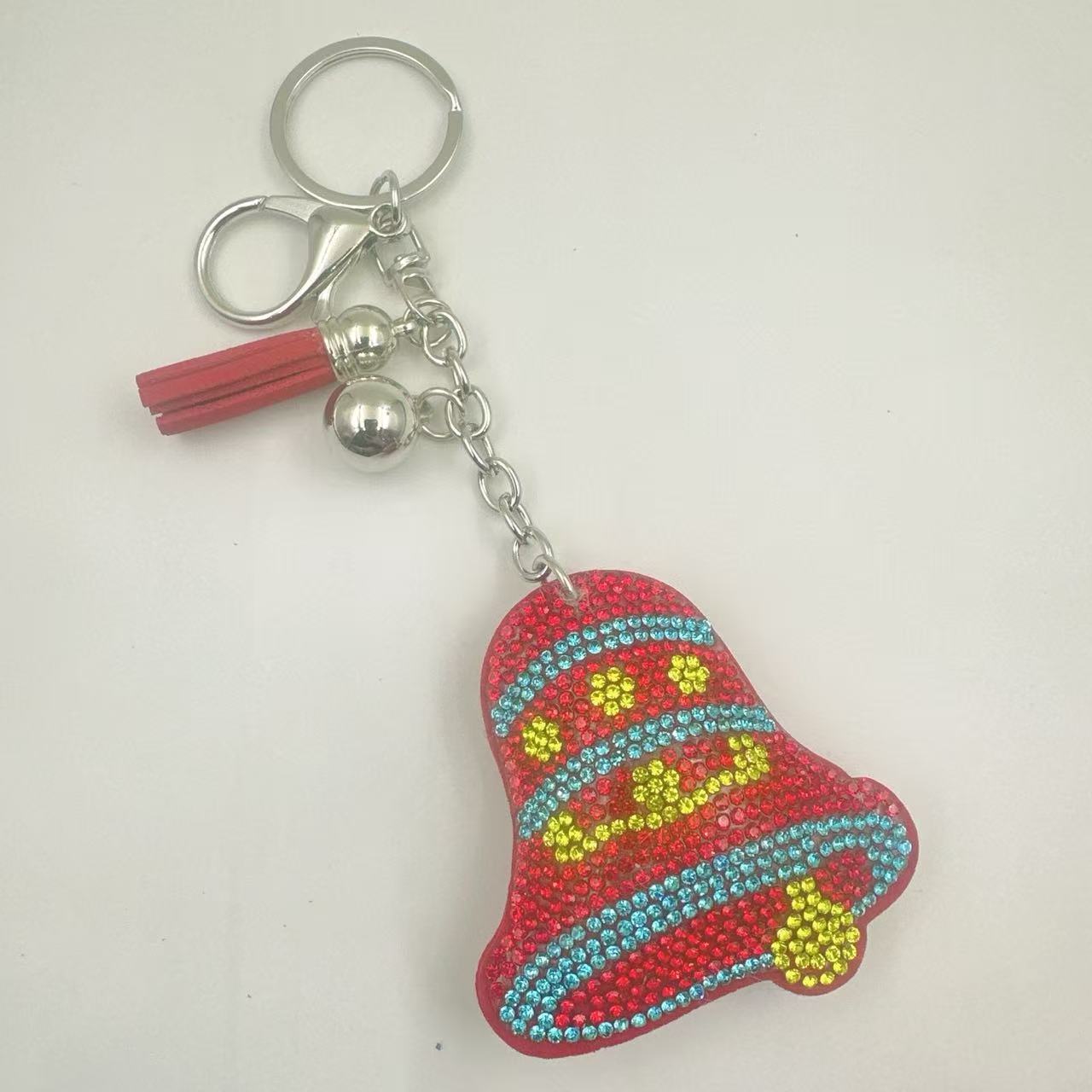 Christmas series of hot-fix rhinestone keychains, bag charms, rhinestone tassel decorative accessories wholesale