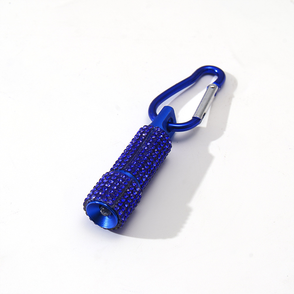New cross-border LED fashion rhinestone-studded mini flashlight carabiner mini emergency flashlight keychain pendant