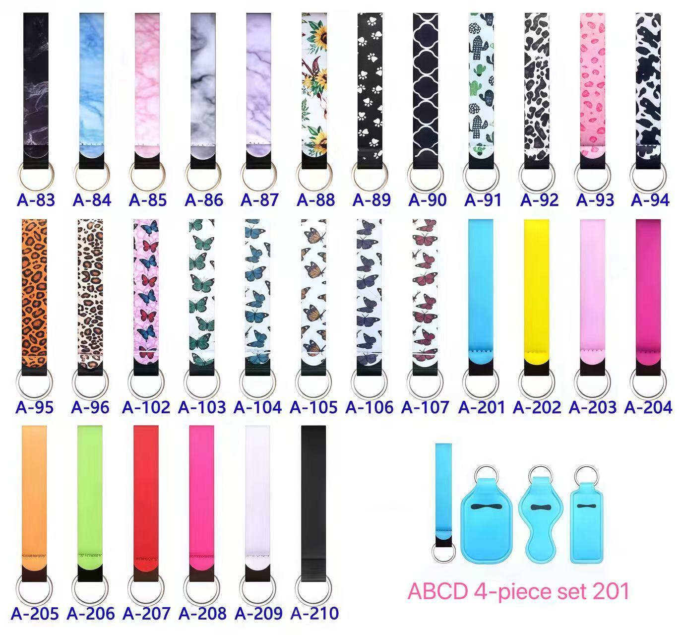 Wholesale hand sanitizer bottle sleeves, wristbands, lipstick sleeves, long keychains, wrist key pendants