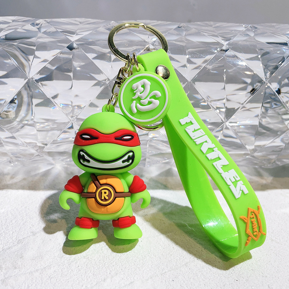 Wholesale cute and creative cartoon Teenage Mutant Ninja Turtles silicone keychains, key rings, figurines, and pendants.
