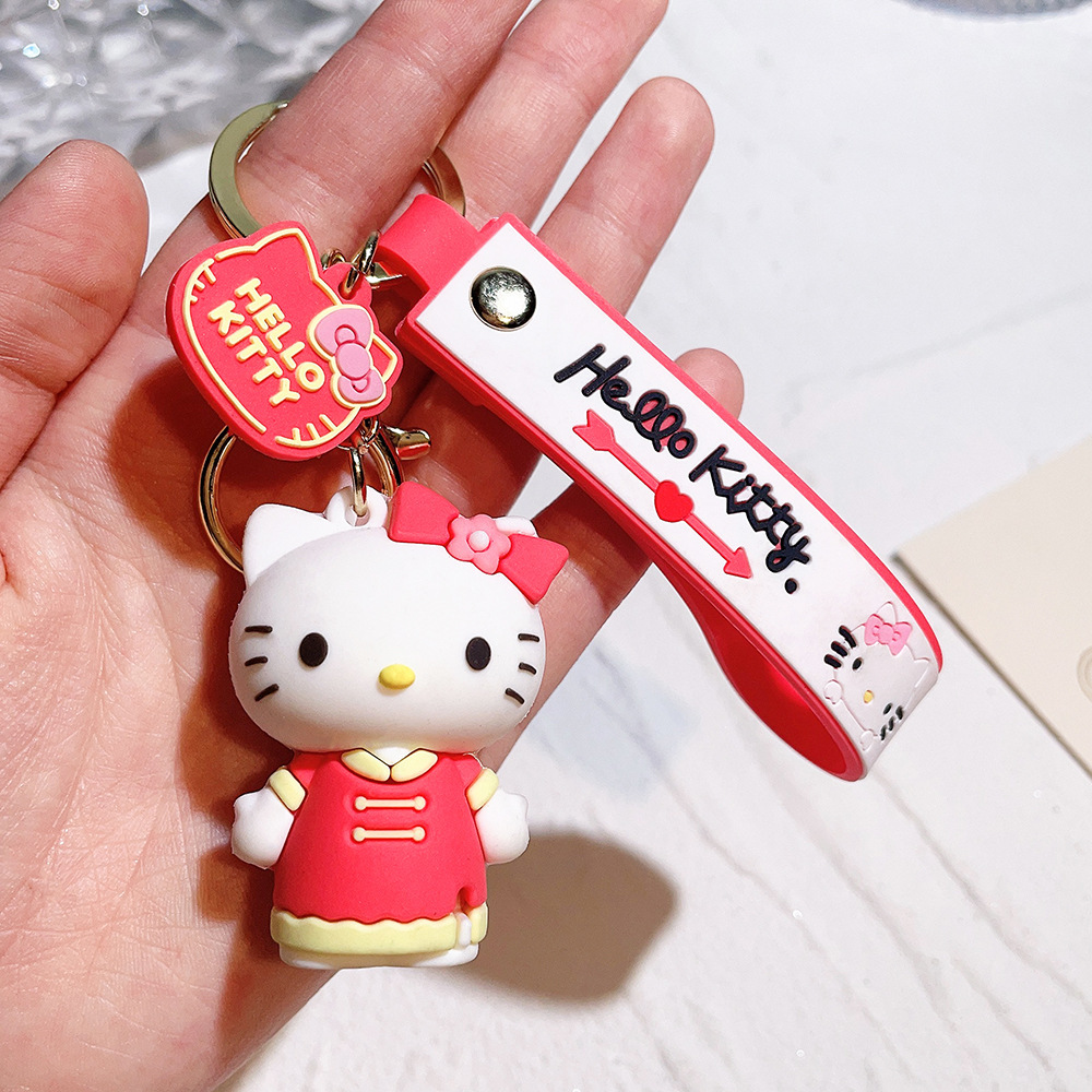 卡通可爱凯蒂猫钥匙扣变装蝴蝶结猫咪汽车包包挂件小礼品