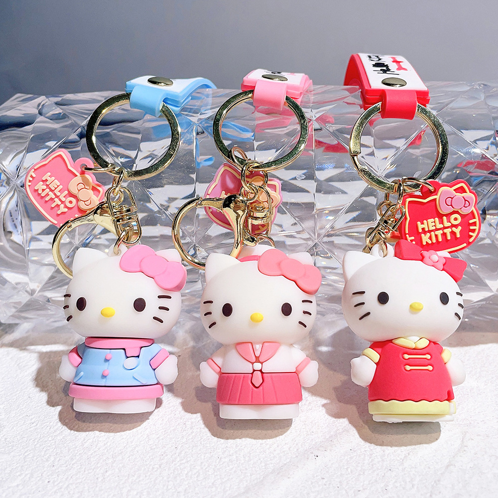 卡通可爱凯蒂猫钥匙扣变装蝴蝶结猫咪汽车包包挂件小礼品