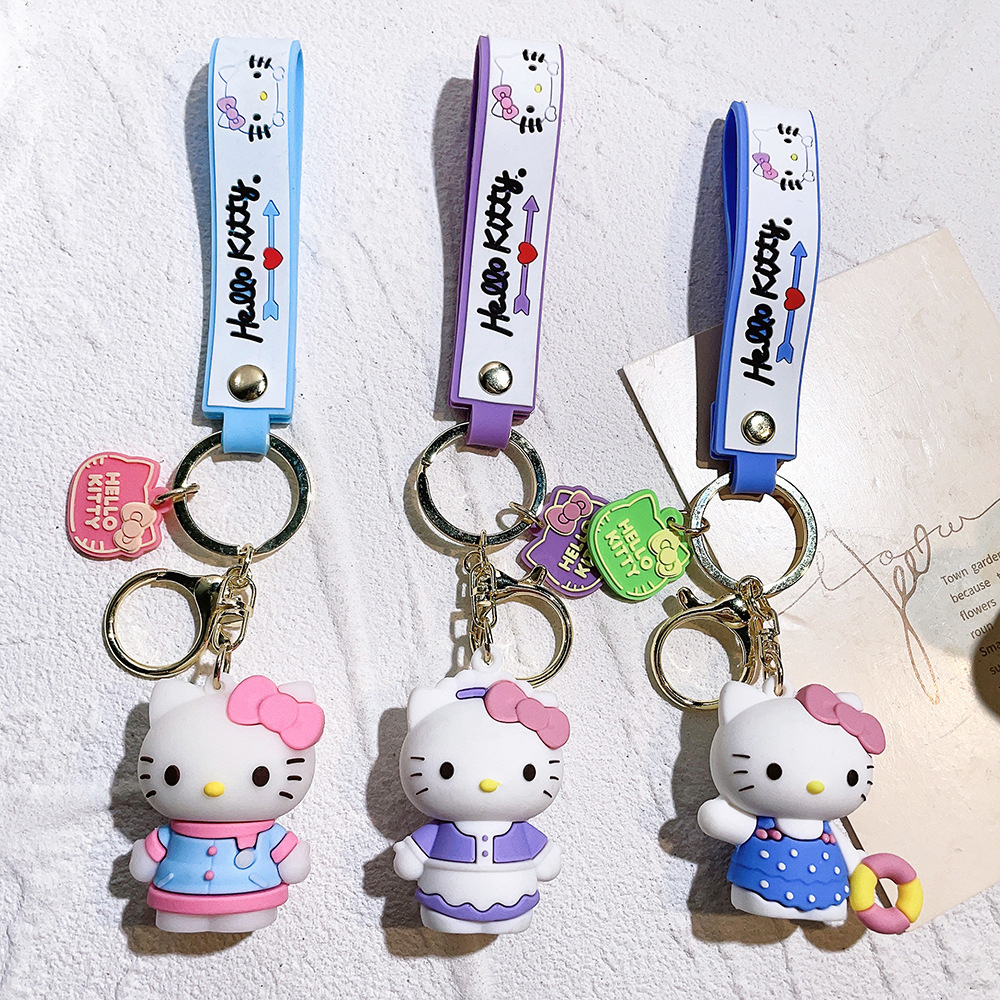 卡通可爱凯蒂猫钥匙扣变装蝴蝶结猫咪汽车包包挂件小礼品
