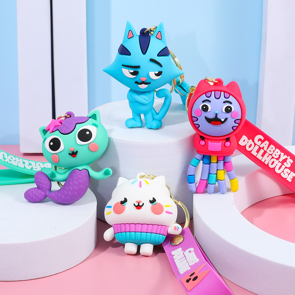 跨境新品钥匙扣Gabby's Doll house盖比娃娃屋人鱼猫跨境新品公仔