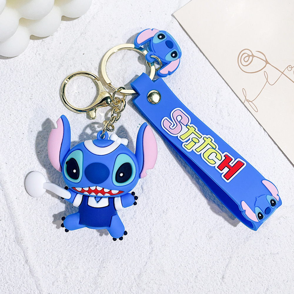 Wholesale 100 kinds of classic Stitch keychains, accessories, PVC, small gift pendants.