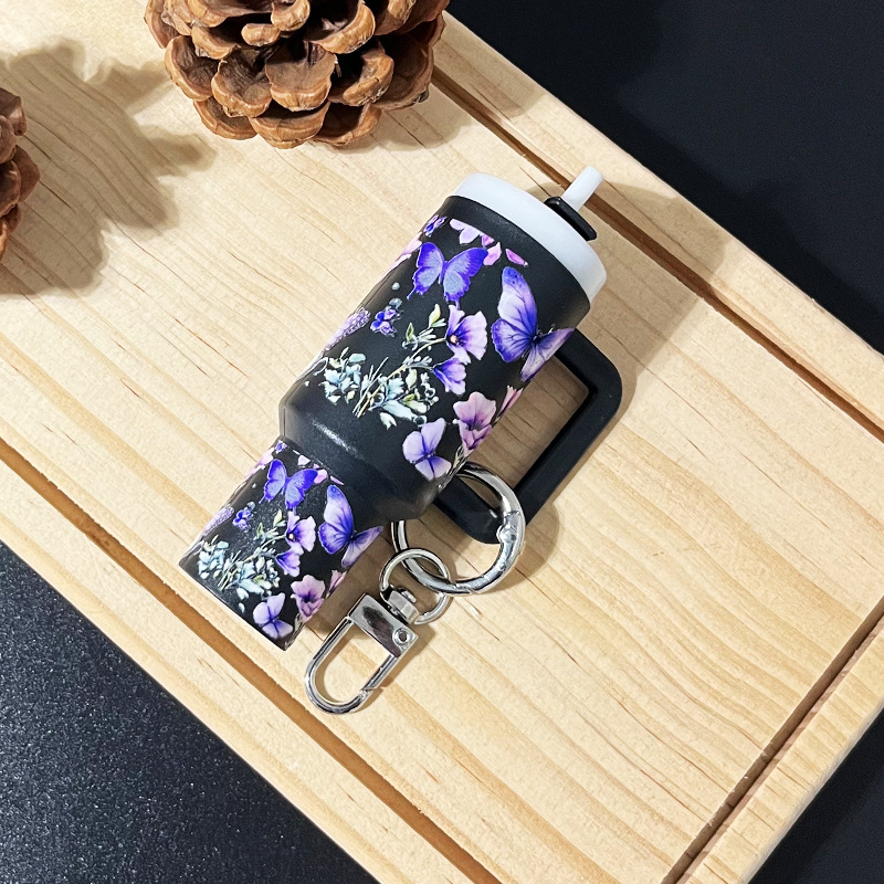 跨境新款 贴画迷你水杯钥匙扣 感恩节圣诞节钥匙圈 顶制各种钥匙