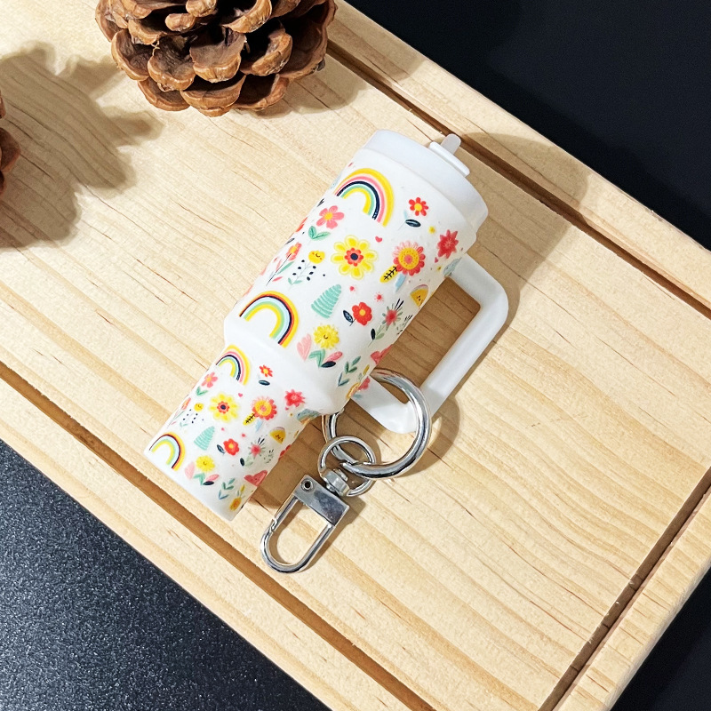 跨境新款 贴画迷你水杯钥匙扣 感恩节圣诞节钥匙圈 顶制各种钥匙