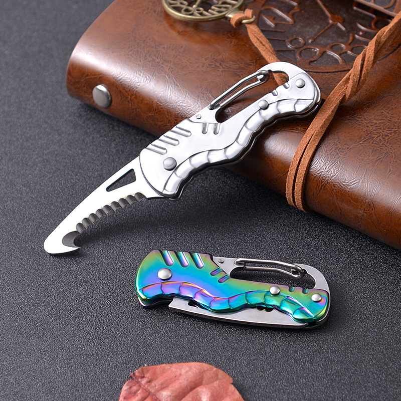 G18 Car Emergency Seatbelt Cutter, EDC Knife, Multi-functional Folding Package Knife, Keychain Serrated Hook Knife