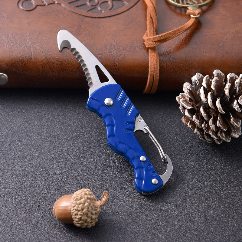 G18 Car Emergency Seatbelt Cutter, EDC Knife, Multi-functional Folding Package Knife, Keychain Serrated Hook Knife
