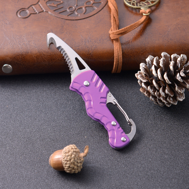 G18 Car Emergency Seatbelt Cutter, EDC Knife, Multi-functional Folding Package Knife, Keychain Serrated Hook Knife