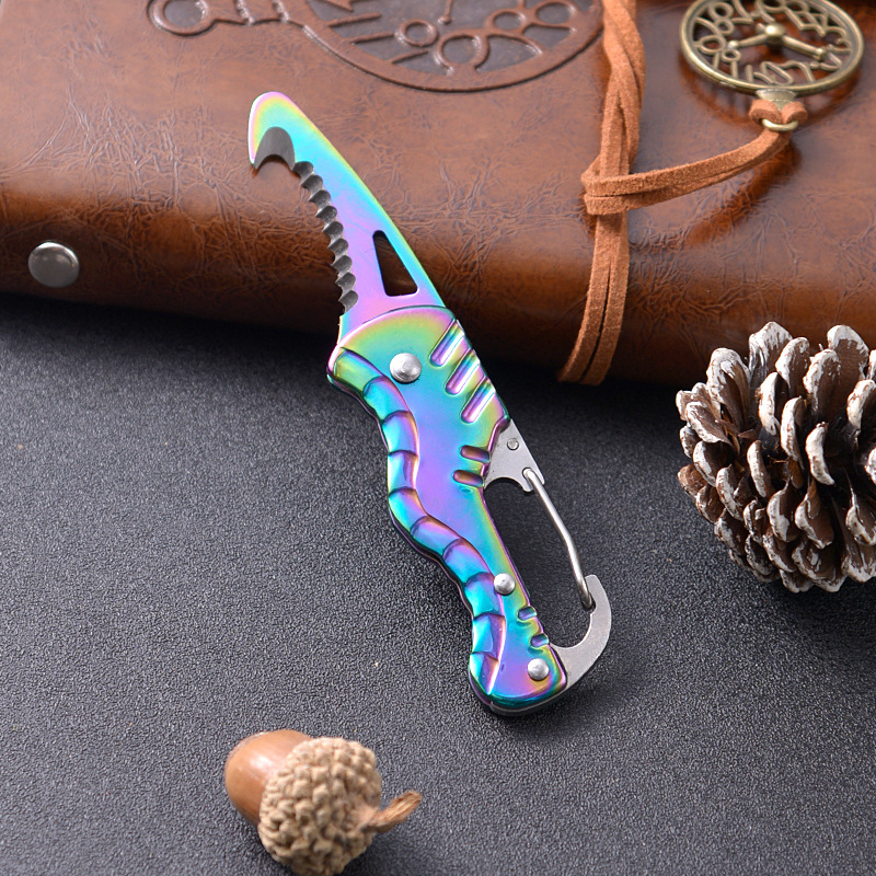G18 Car Emergency Seatbelt Cutter, EDC Knife, Multi-functional Folding Package Knife, Keychain Serrated Hook Knife