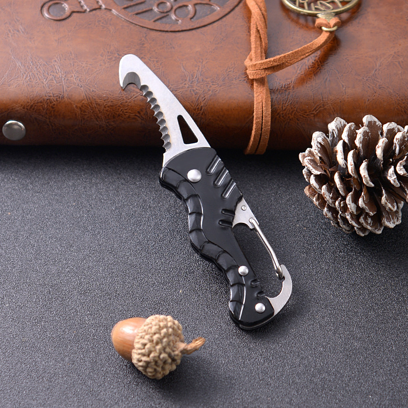 G18 Car Emergency Seatbelt Cutter, EDC Knife, Multi-functional Folding Package Knife, Keychain Serrated Hook Knife