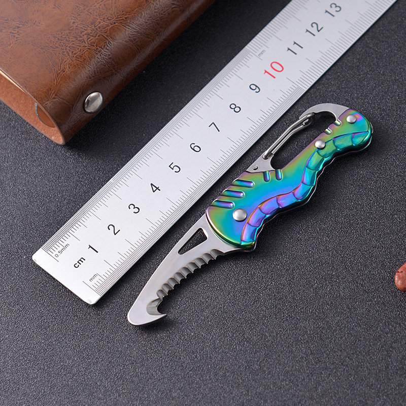 G18 Car Emergency Seatbelt Cutter, EDC Knife, Multi-functional Folding Package Knife, Keychain Serrated Hook Knife
