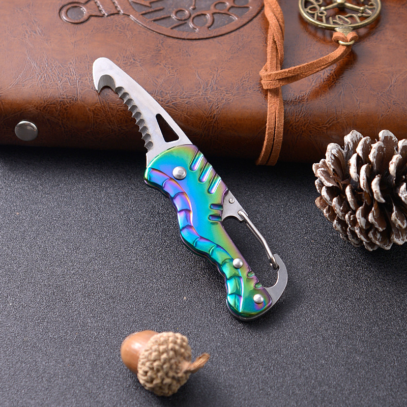 G18 Car Emergency Seatbelt Cutter, EDC Knife, Multi-functional Folding Package Knife, Keychain Serrated Hook Knife