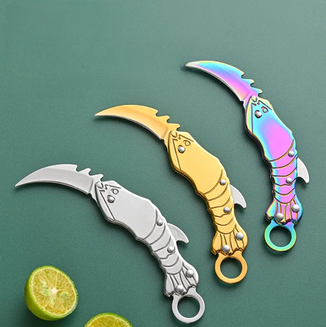 Wholesale mini stainless steel knives, convenient carton openers, folding knives, ring claw knives.