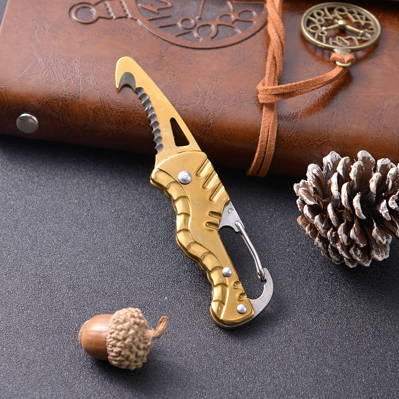 G18 Car Emergency Seatbelt Cutter, EDC Knife, Multi-functional Folding Package Knife, Keychain Serrated Hook Knife