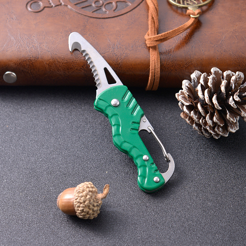 G18 Car Emergency Seatbelt Cutter, EDC Knife, Multi-functional Folding Package Knife, Keychain Serrated Hook Knife